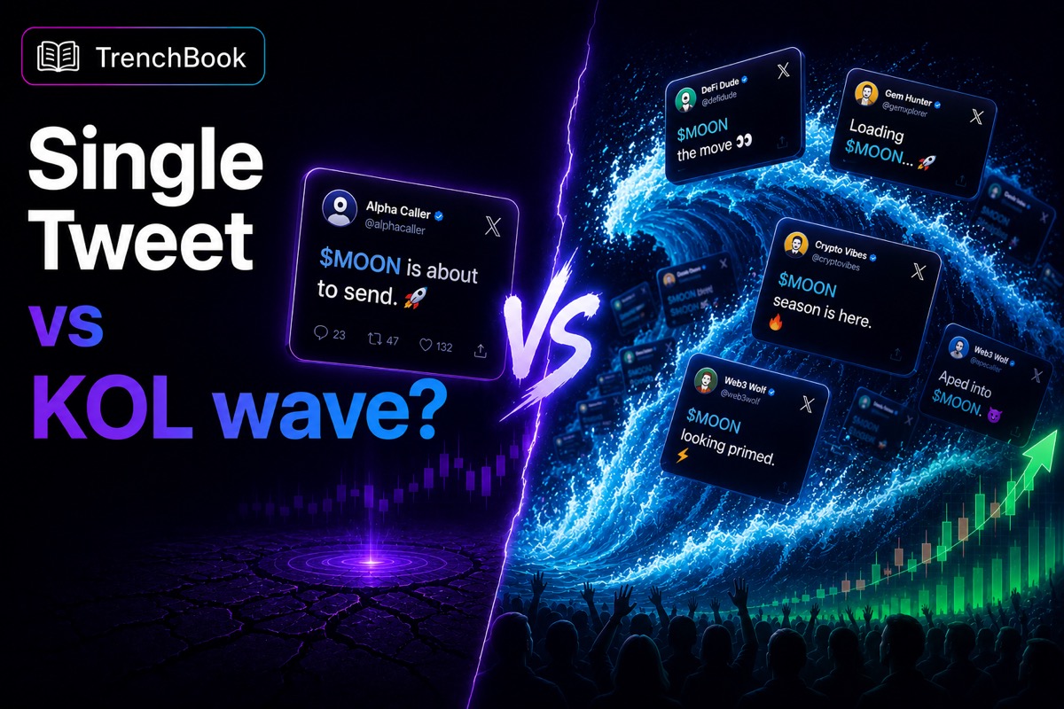Single tweet vs KOL wave — one creator's post against a coordinated wave of KOLs publishing together.